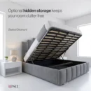 Lift up storage keeps bedding hidden slatted