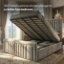 with hidden ottoman storage for a clutter free bedroom.