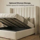 Optional Ottoman Storage, hidden space for bedding and clothes