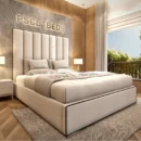 2024 Osaka Linear Upholstered Bed with Black Lining. Ottoman Storage Bed