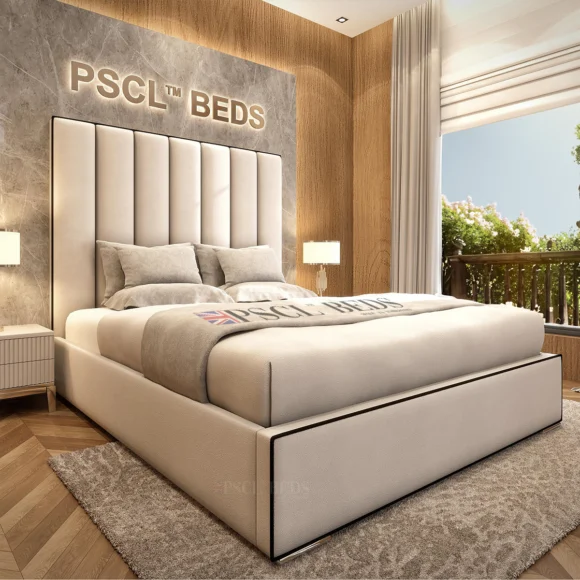 2024 Osaka Linear Upholstered Bed with Black Lining. Ottoman Storage Bed