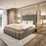 2026 Madrid Bed frame with Lines (Optional Ottoman Storage)