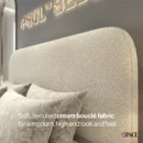 Soft, textured cream bouclé fabric for a modern, high end look and feel