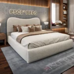 2026 Moon Cream Bouclé bed with optional ottoman storage