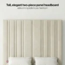 Tall, elegant two-piece panel headboard adds striking style to your bedroom.