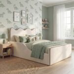 2026 PSCL Little Castle Upholstered Kids Bed Frame with Built-in Safety Sides