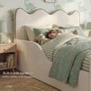 PSCL Little Castle Upholstered Kids Bed Frame with Built-in Safety Sides2